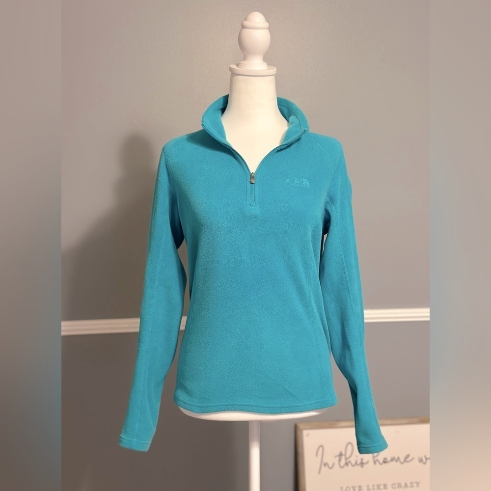 The North Face Women's Cozy Warm Fleece 1/4 Zip Pullover Teal Green Size Small‎